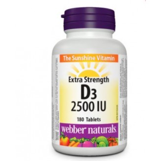 Webber Naturals D3 Extra Strength 2500 IU, 180 Tablets